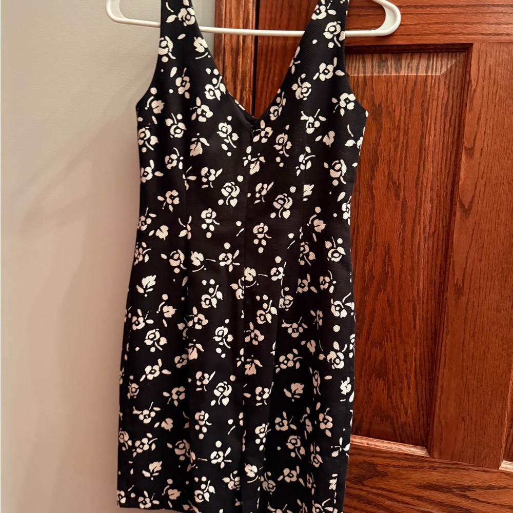 Chic Black and White Floral Mini Dress